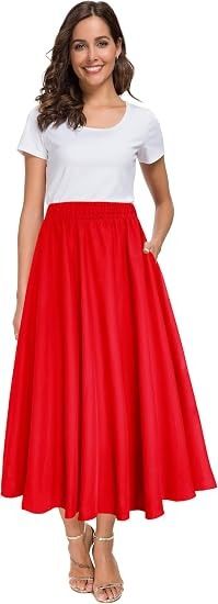 Red Midi Skirt With Pockets image 1